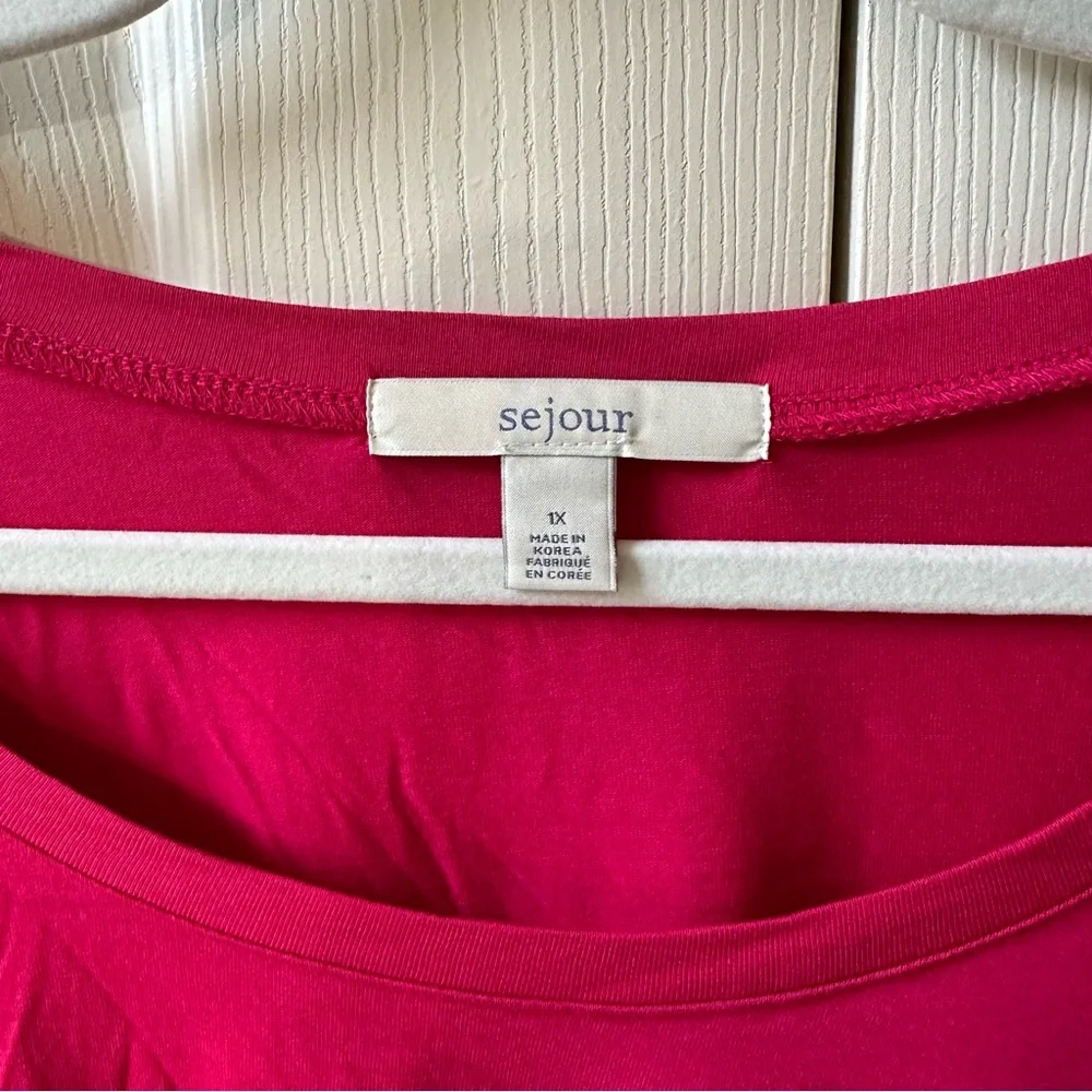 Sejour Long Sleeve Tunic Top with Pockets Vibrant Pink Womens Size 1X - Picture 6 of 9